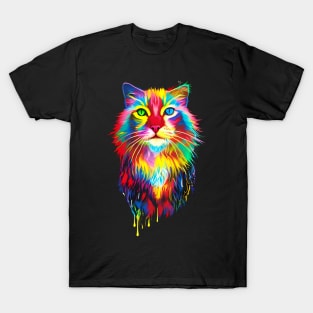 Colorful neon cat - pop art design for cat lovers T-Shirt